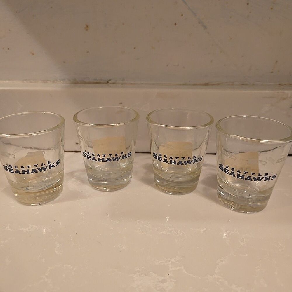 Seattle Seahawks Shot Glasses 4pc Brand Logo 2oz NFL Football Barware Gameday